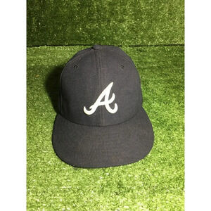 Mens MLB Braves hat snapback new era size 7 1/8 navy/white logo baseball